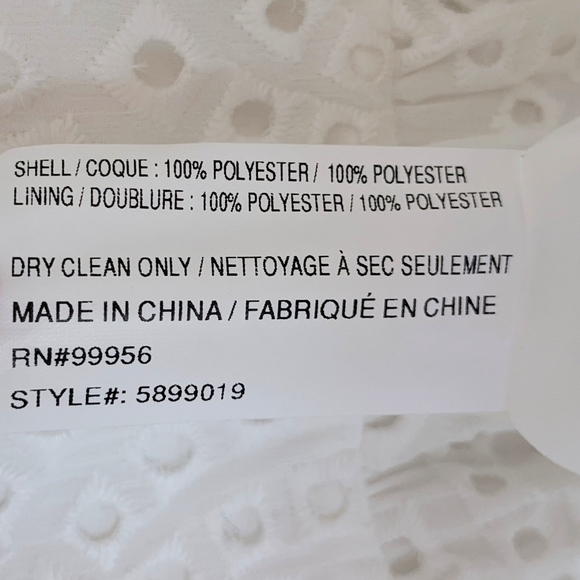 SHOSHANNA Jordi Optic White Eyelet Puff Sleeve V Neck Asymmetrical Midi Dress - Picture 9 of 9